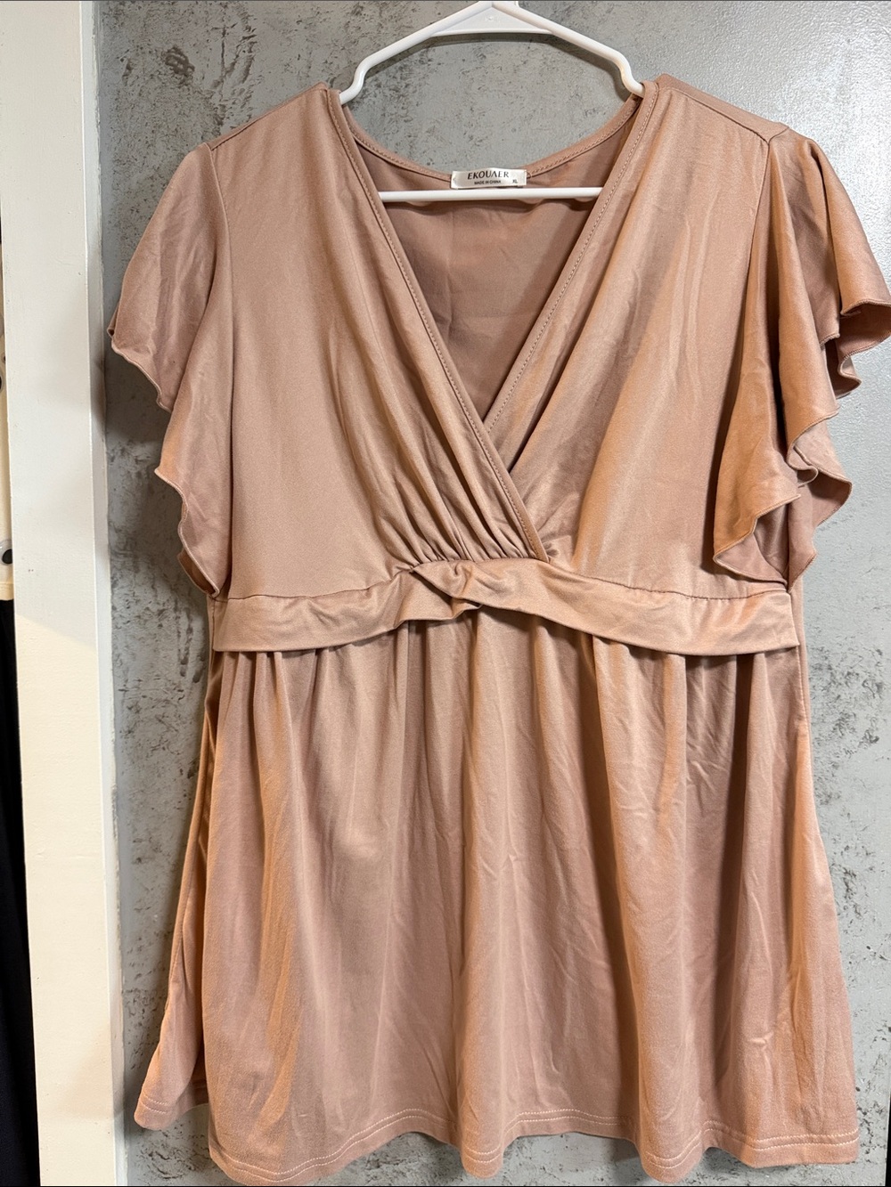 Dusty Rose Flutter Sleeve Wrap maternity Blouse